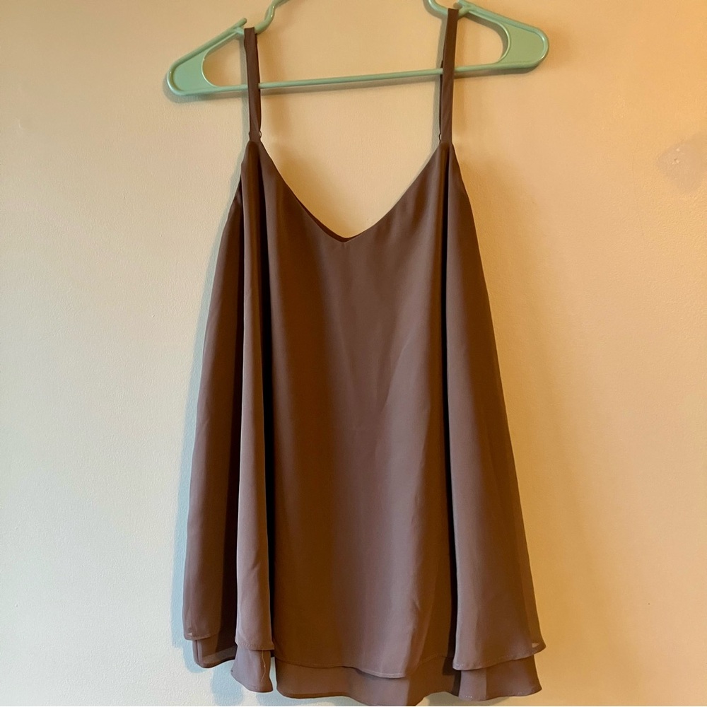 Torrid double chiffon cami, beige / taupe, adjustable straps, size 0